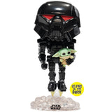 Star Wars: The Mandalorian Dark Trooper with Grogu Glow-in-the-Dark Pop! Vinyl Figure #488 - Entertainment Earth Excl.